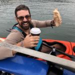 Post Farallon-record coffee and a croissant, brought to me by my dear friend Cyril who even borrowed a kayak to paddle out because I was too tired to up anchor and row to the dock to meet him!